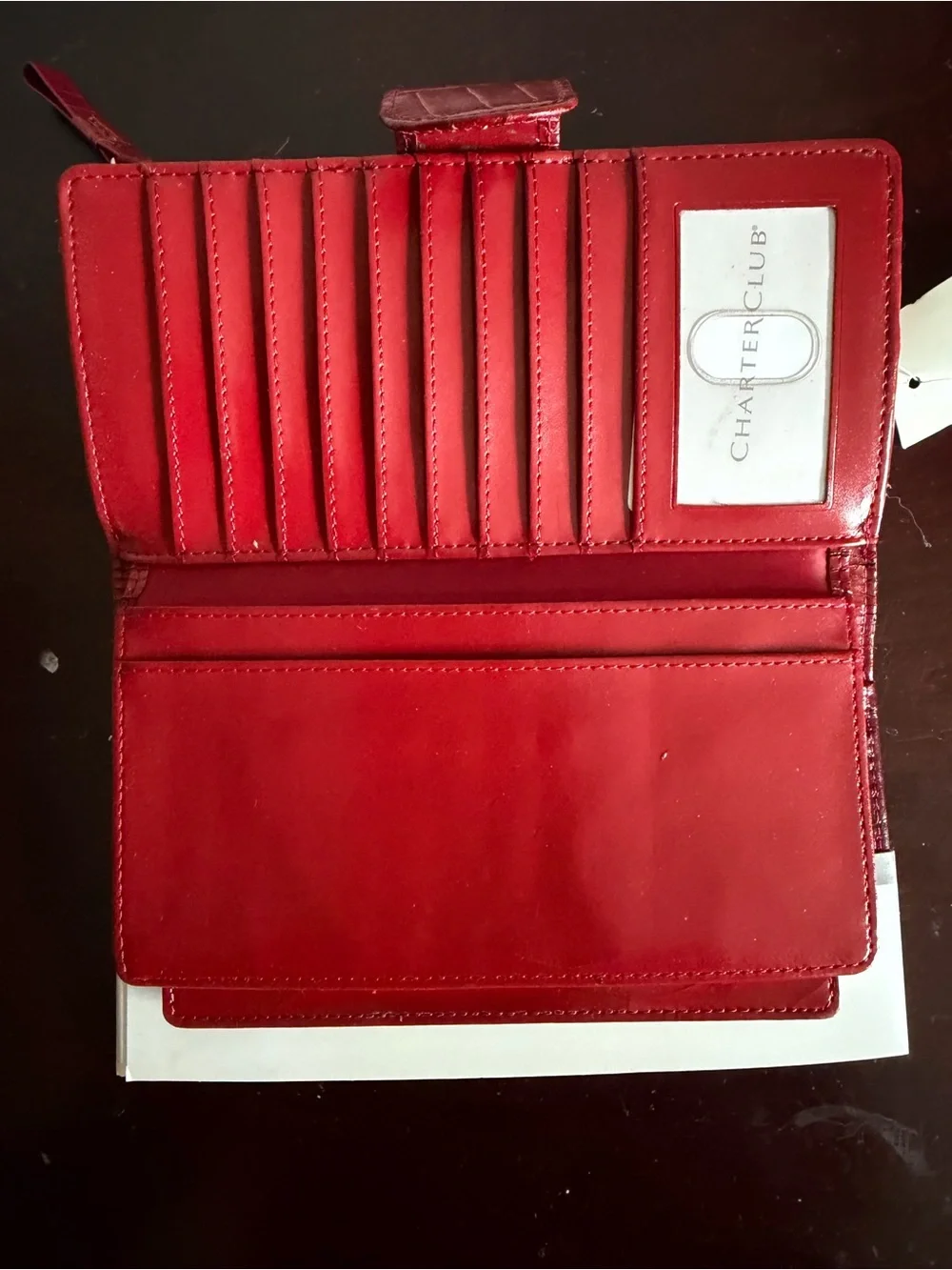 NWT-D Vintage Charter Club All-In-One Red Croc Leather Clutch Wallet READ Desc